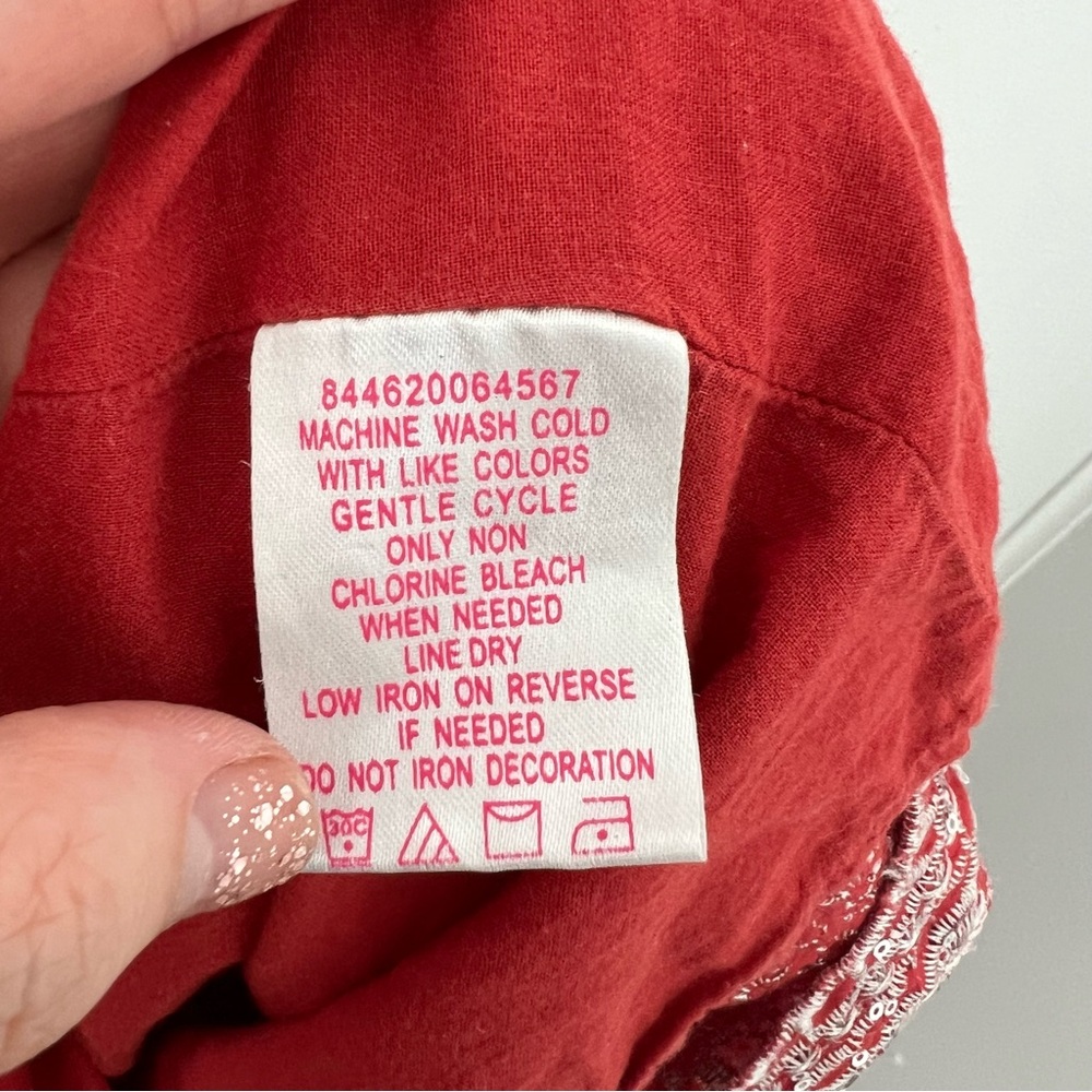 Ultra Pink Women's Red Crochet Mini Dress Embroidered - Picture 5 of 7